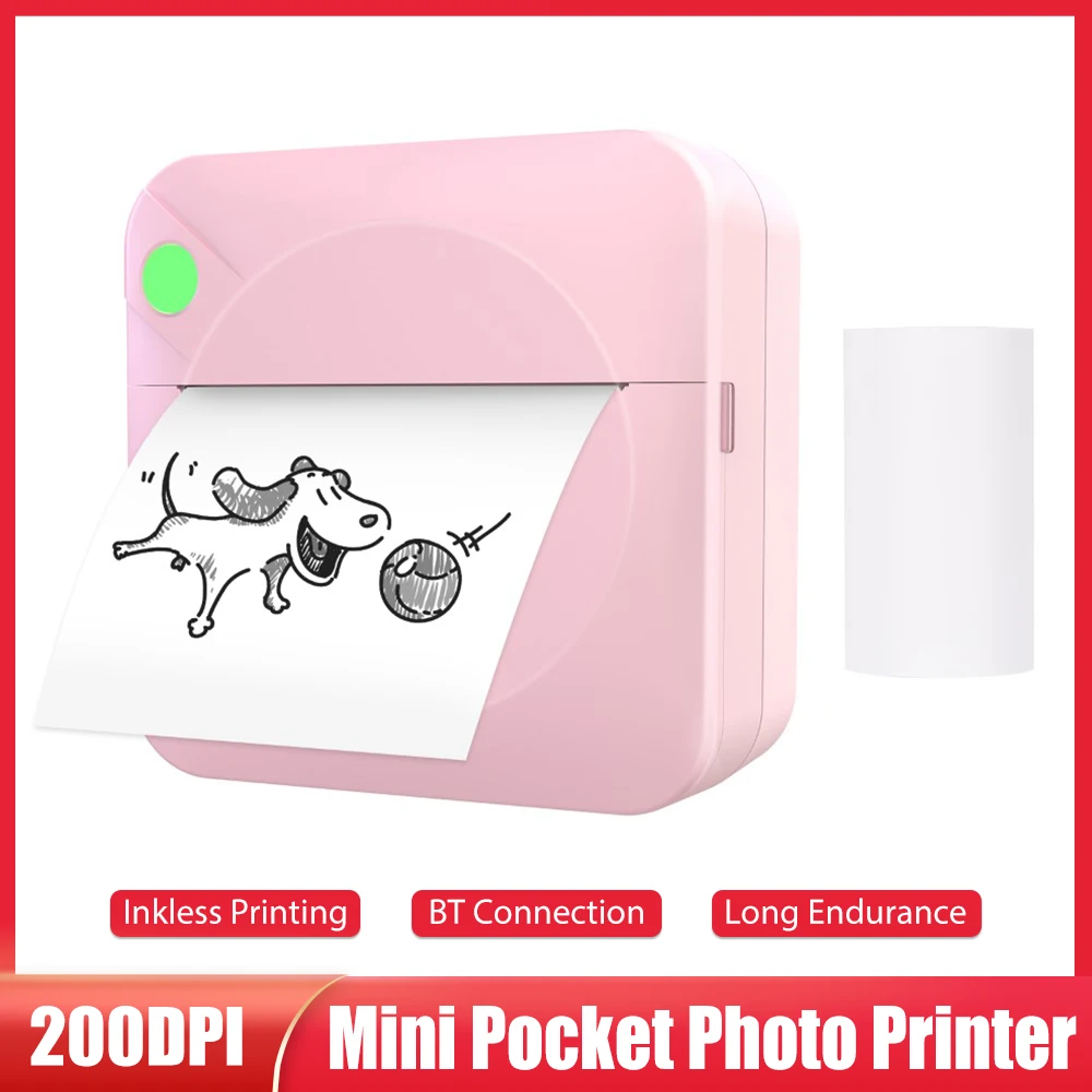 

Карманный мини-принтер для фотографий, 200DPI