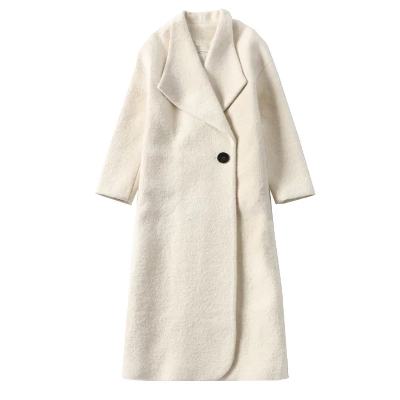 

Winter 100% Wool Long Coat Warm Winter Long Coat Women Long Wool Coat Office Lady Slim Female Overcoat Oversize Plussize