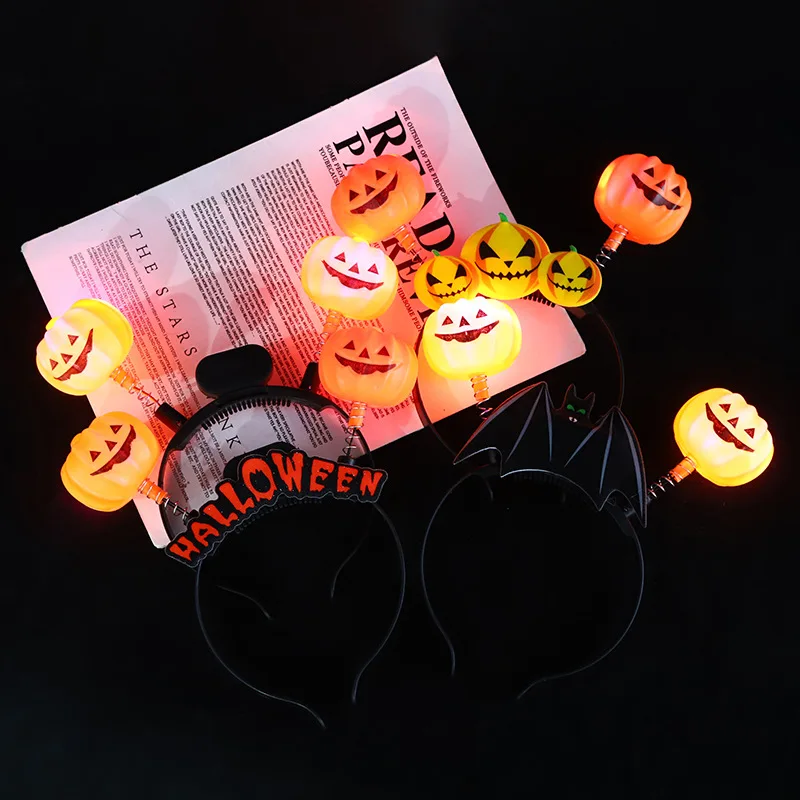 

Halloween Pumpkin Ghost Show Supplies Ghost Festival Party Headdress Hair Bald Headband Led Flashing Mask Toys