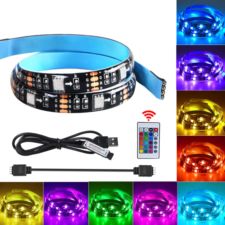 

USB мини-фонарь с 24 клавишами, 5 в постоянного тока, гибкий светильник 50 см, SMD 5050, настольное украшение, экран, ТВ, фоновая подсветка