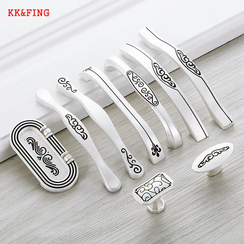 KK &amp FING современные Твердые цинковый сплав серебряные для шкафа ручки ящика