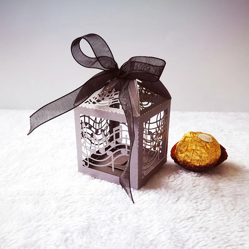 100pcs Laser Cut Musical Notes Candy Boxes Sweets Favor Gift Box With Ribbon For Teachers' Day Birthday Easter Party Decoration | Дом и