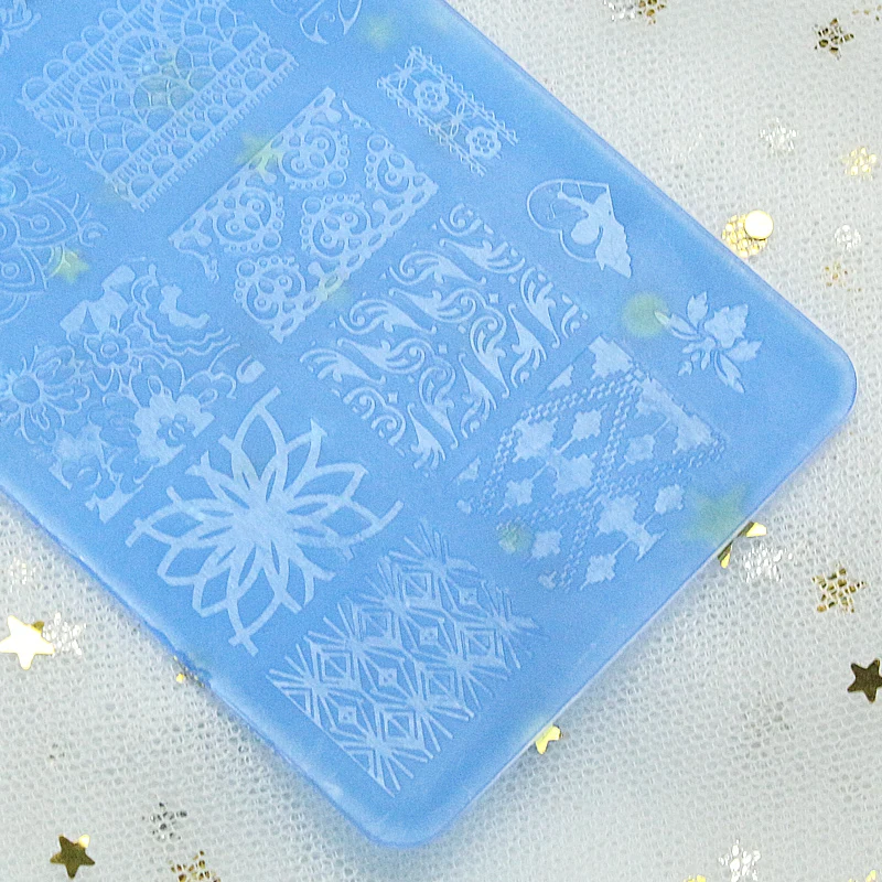 Новый цветочный узор изображения пластиковые пластины для ногтей набор с