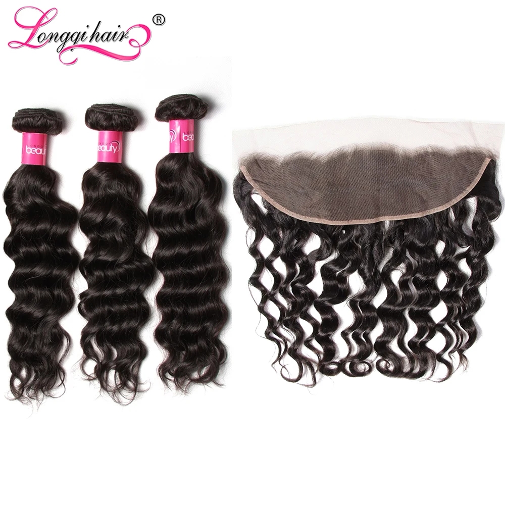 Longqi волосы натуральные волнистые пучки с фронтальной перуанские накладные заказ