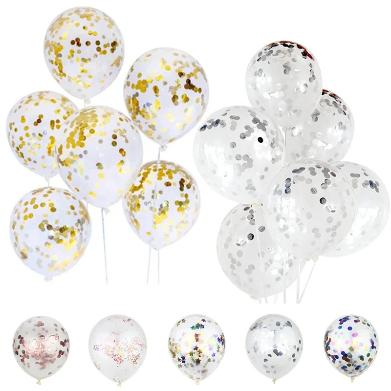 

Holiday decoration transparent aluminum foil sequined balloon rose gold transparent confetti paper latex balloon