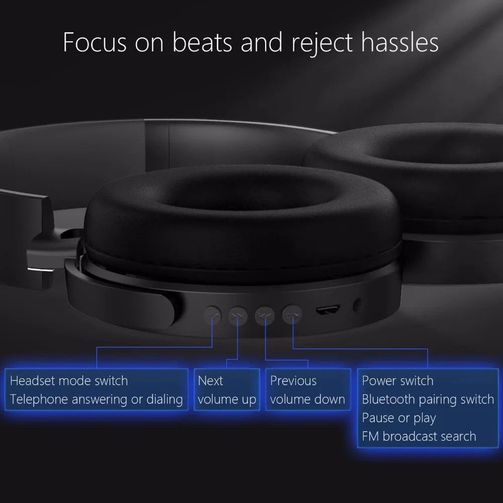 2020 newBH2 Wireless Bluetooth 4.1 Headphones wireless headset with Mic FM Support TF card for Iphone Samsung Xiaomi cell phones