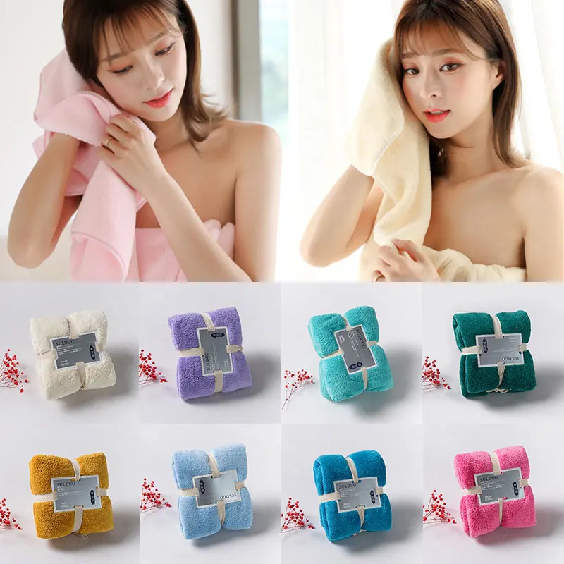 

36*80CM Soft Coral Velvet Towel Microfiber Home Towels Absorbent Washrag Breathable Comfortable Solid Color Face Towel Practical