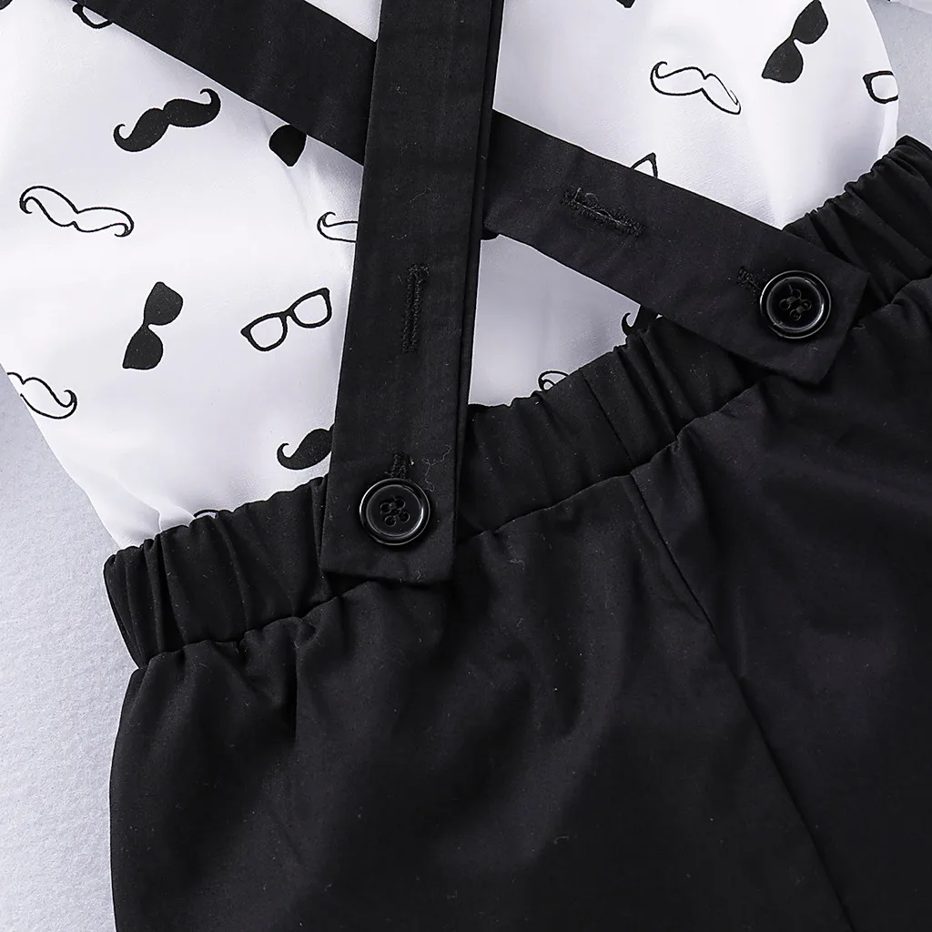 

2021 Summer New Infant Baby Boys Gentleman Beard Romper Suspenders Strap Shorts Set Outfits Hot Sale kids Clothes for boys#4