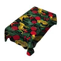 rose bushes and leopards design tablecloth for picnic kitchen dinner table decor