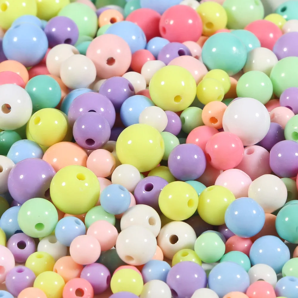 Акриловые бусины 4 12 мм разные яркие цвета женский браслет|round plastic beads|beads for jewelry