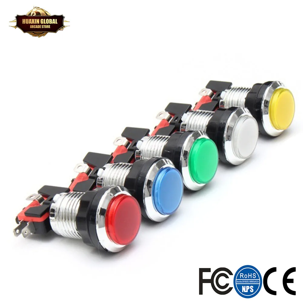 50 шт./лот хромированный 5 В/12 в 30 мм светодиодный кнопочный переключатель с