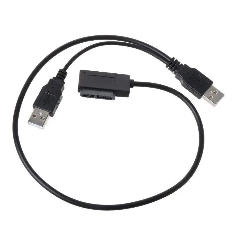Двойной USB 2 0 до 7 + 6 Pin Slimline тонкий SATA кабель адаптер для ноутбука ODD