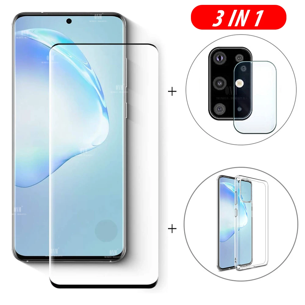 3 в 1 3D стекло + чехол для Samsung Galaxy S20 Plus 5G защита экрана закаленное камеры|Бамперы| |