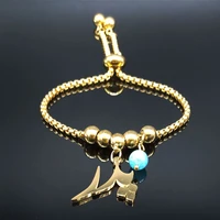 2022 natural stone stainless steel bracelets women gold color persian love poems charm bracelet jewelry bracelet femme b18653