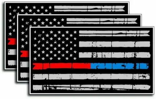

3 Pack Thin Blue Red Line Tattered America Flag Car Sticker Windshield Bumper Motorcycle Decal High Quality KK Vinyl Cover PVC