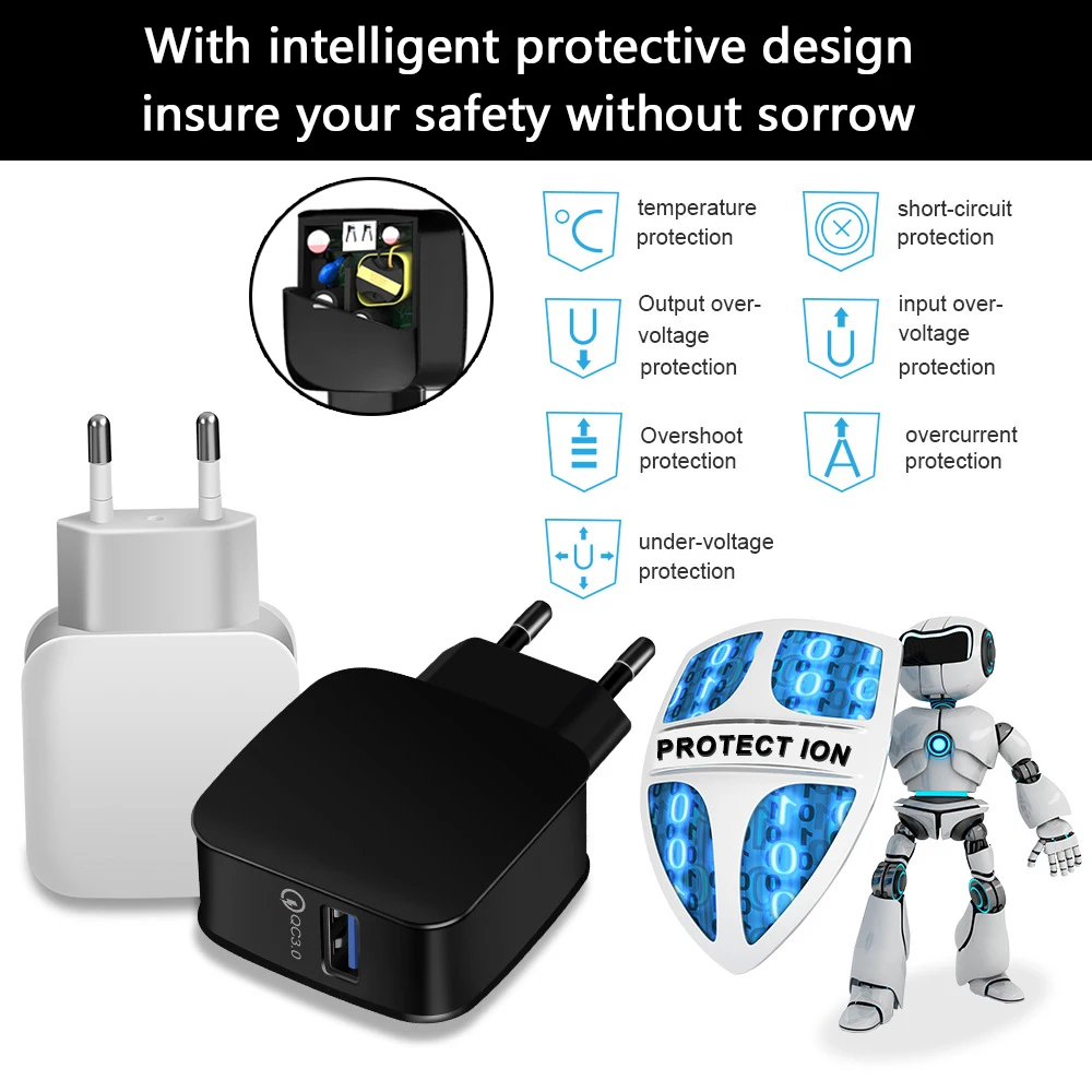 New QC 3.0 50-60Hz USB mobile Fast charger quick charge For Samsung iPhone Huawei Xiaomi HTC LG Mobile Phone Charger | Мобильные