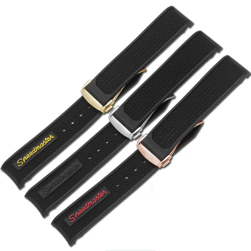 

Waterproof Silicone watchband black wristband with folding buckle Replacement Rubber strap for men's watch accessories