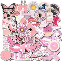 103050pcs fresh and cute pink cartoon graffiti notebook water cup skateboard computer waterproof decorative stickers wholesale