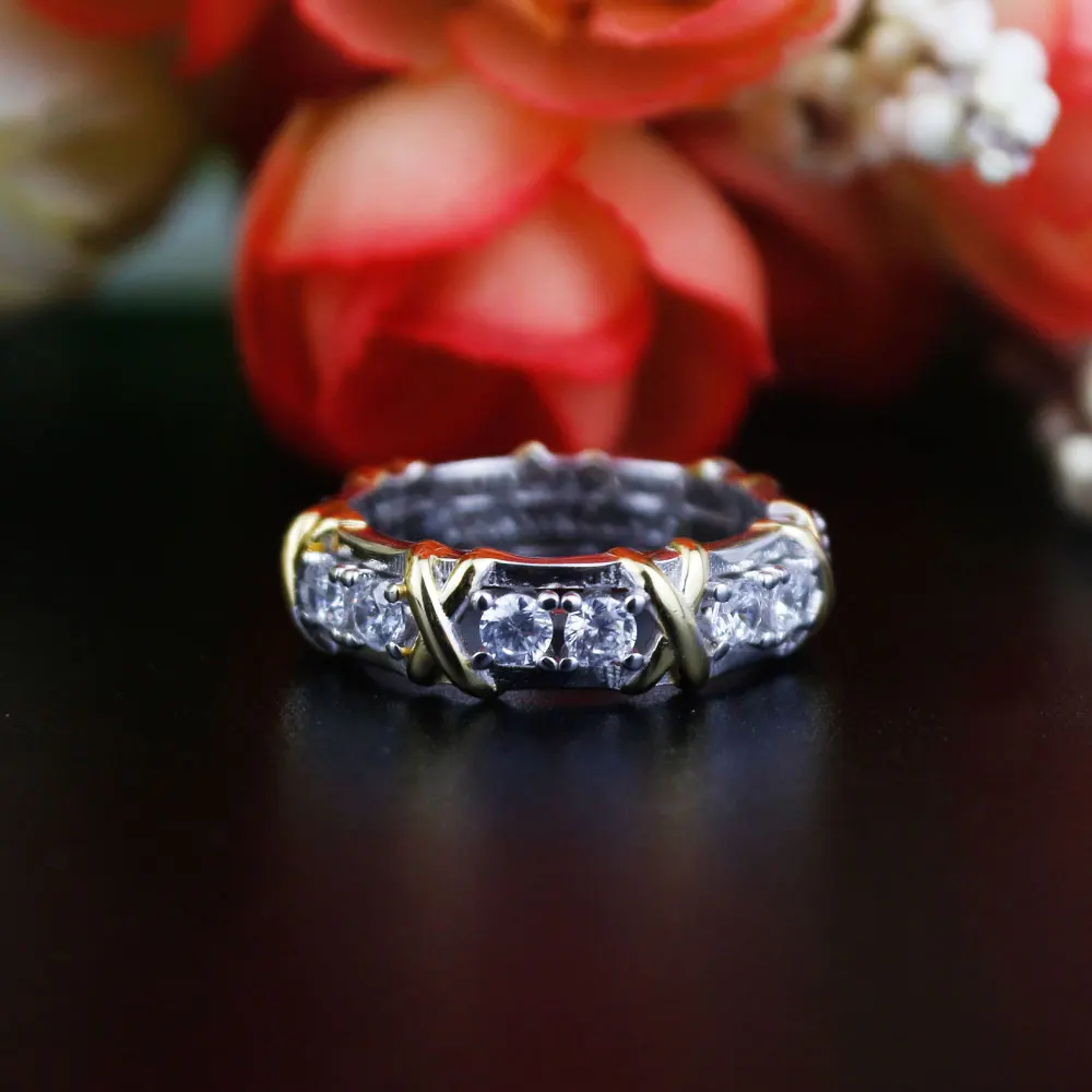 

AYBS Jewelry Rings Real 925 Premium Quality TIF Original1:1 LOGO "Sixteen Sparkles X Separation" Rings Women