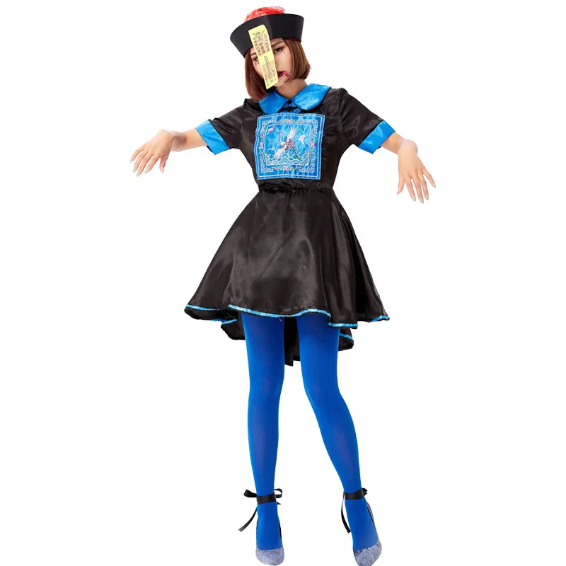 Женский китайский страшный костюм зомби Кина вампира Хэллоуина карнавальный |