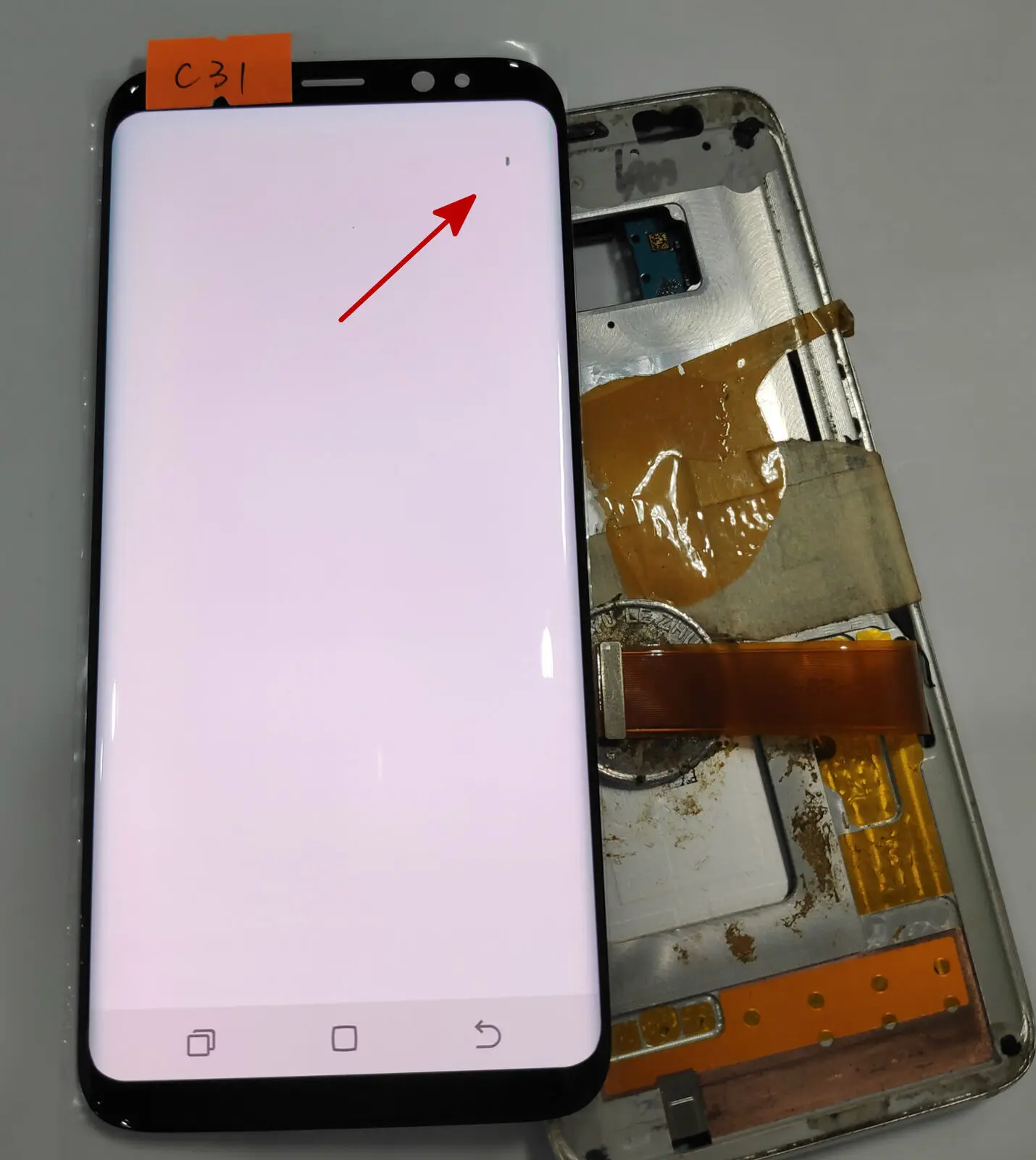 C31 no frame Для samsung Galaxy S8 G950 G950F сенсорный стеклянный экран ЖК-дисплей дигитайзер сборка Замена с черным пятном - Цвет: C31 no frame