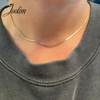 joolim jewelry pvd gold finish symple oblate snake chain of bone necklace stylish stainless steel necklace