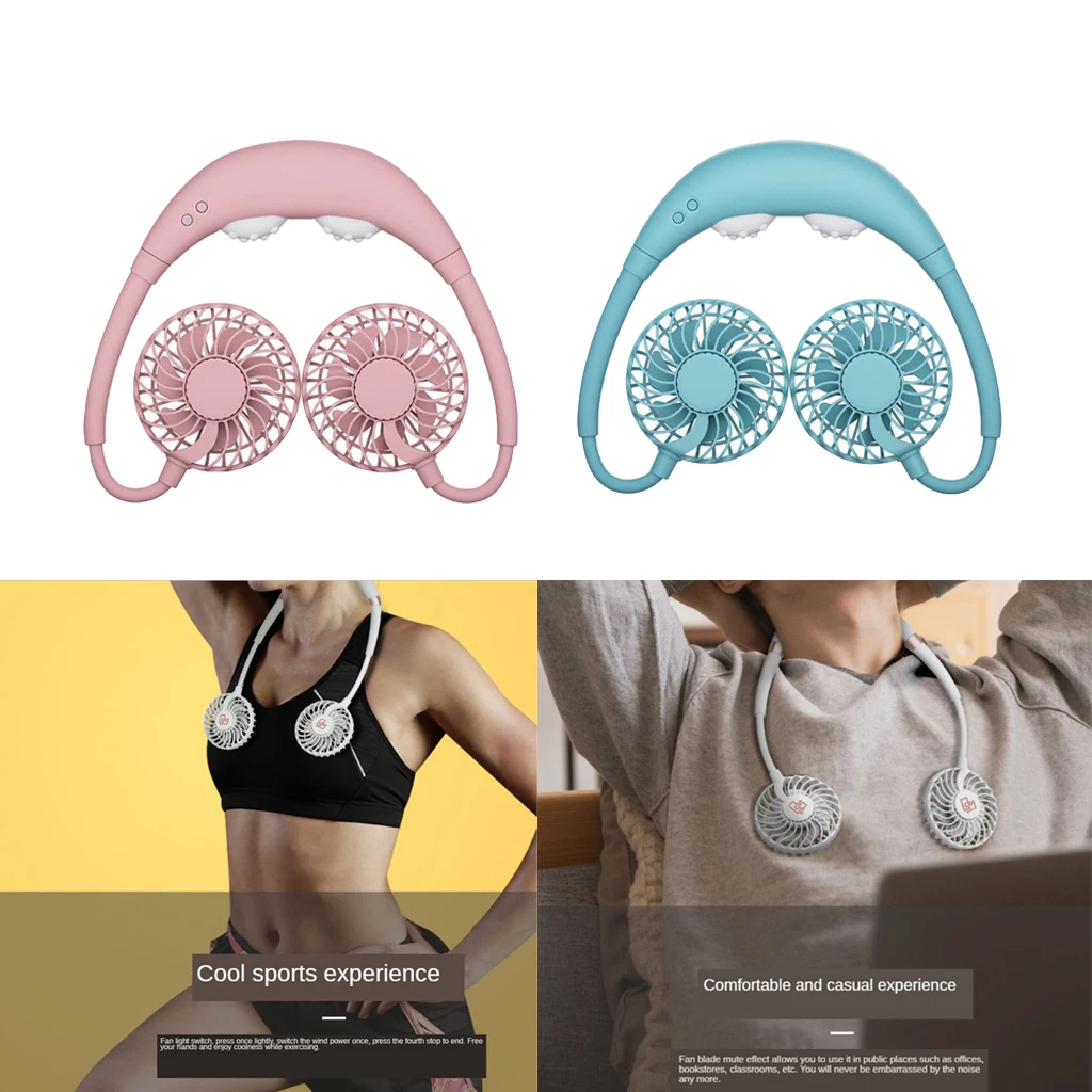 

Portable Hanging Neck Fan USB Rechargeable 1200mAh Mini Cooling Lazy Sports Fan For Home Office