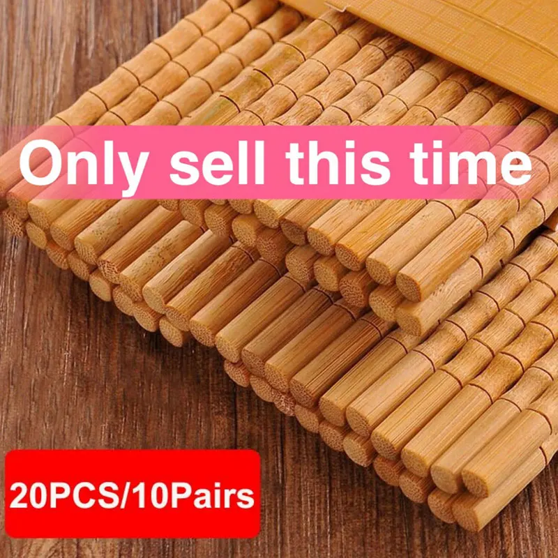 Ten Pairs Bamboo Chopsticks Sushi Non-slip Food Stick Set Handmade Reusable Additive-free Chinese Tableware | Дом и сад