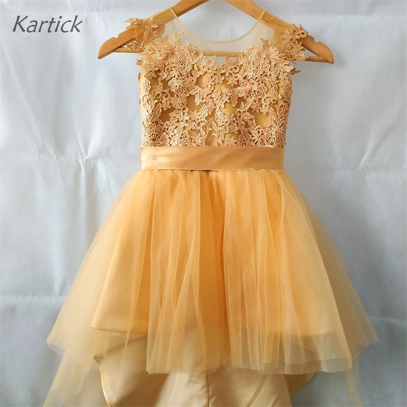 

New Arrival Flower Girl Dress for Wedding Short Front Long Back Girl's Pageant Gowns Lovely Birthday Party Kids/Children Dress