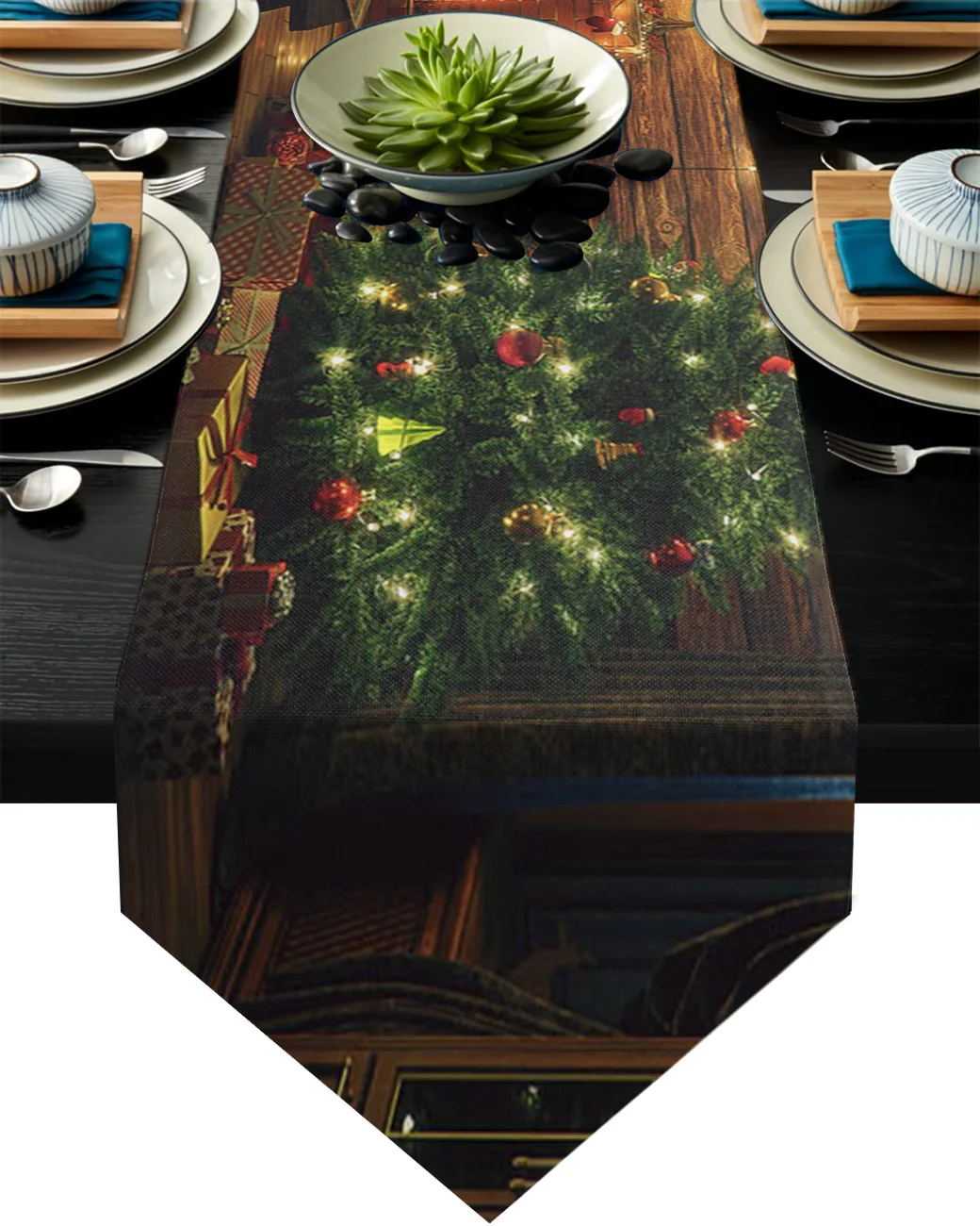 

Christmas Room Christmas Tree Fireplace Table Runners Wedding Party Table Decorations for Home Tablecloth New Year Xmas Gifts