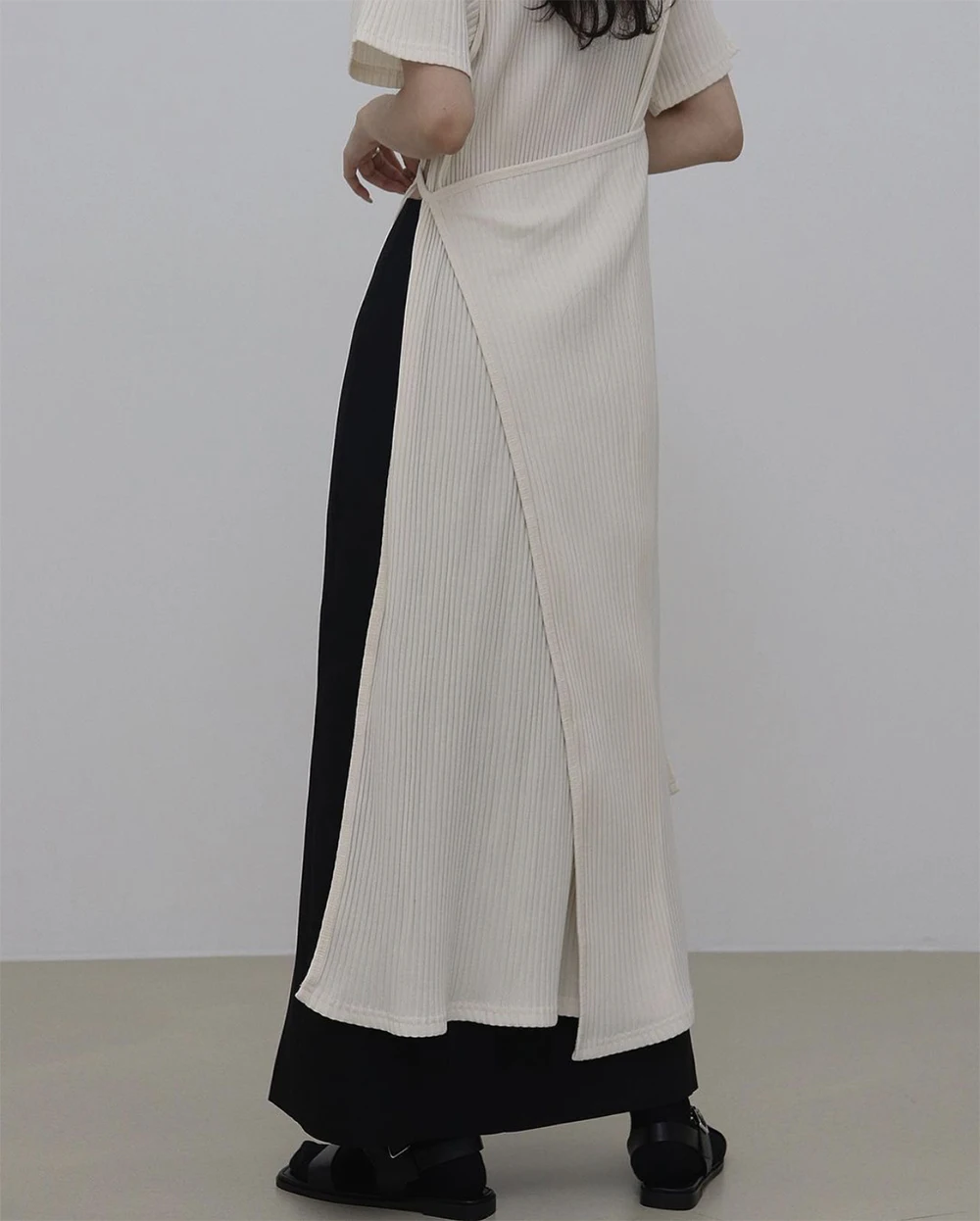 

ZCSMLL Round Neck Tie Waist Design Side Slit Dress for Women Short Sleeve Dresses Female Solid Color 2021 Spring Summer