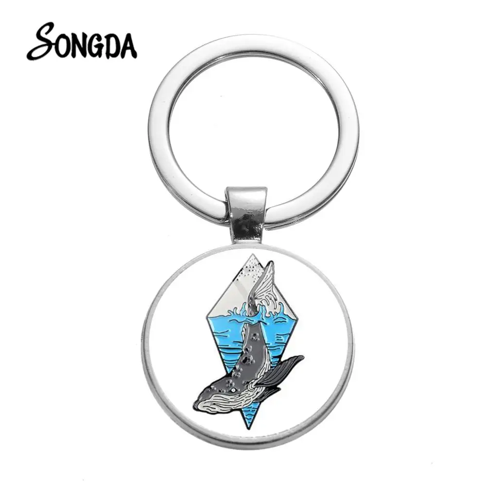 Металлический брелок Океанский КИТ Морская жизнь модный синий волнистый орган
