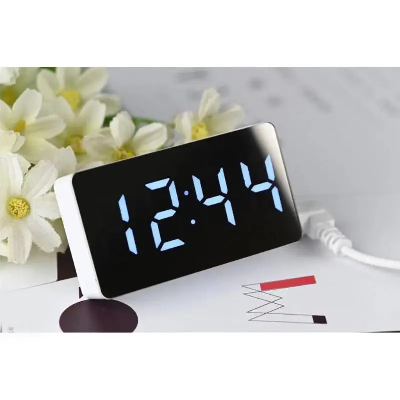 Светодиодный электронный будильник с зеркалом