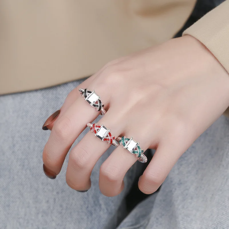 

OE Cross Epoxy Personalized Design Irregular Ring Fashionable Woman Adjustable Ring