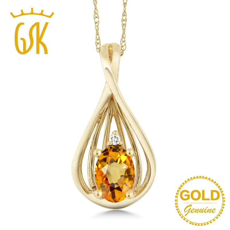 GemStoneKing 0 55 Ct ОВАЛЬНЫЙ натуральный желтый сапфир бриллиантовый кулон ожерелье 10K