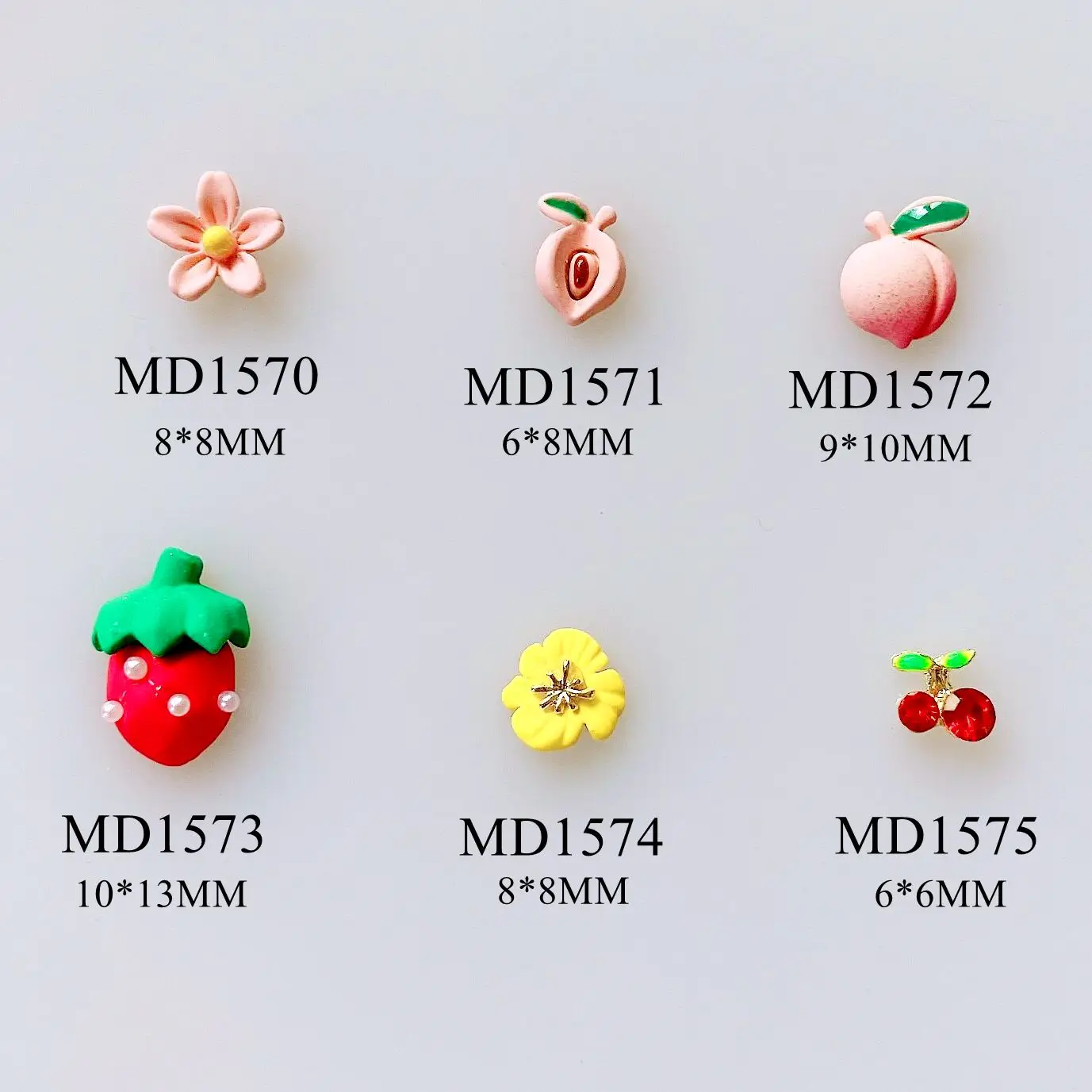 10 шт./пакет дизайн ногтей Металл 3D Подвески фрукты Клубника персик вишня форма