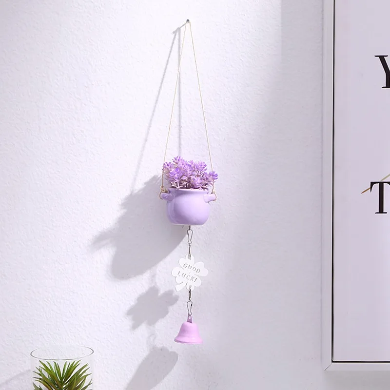 

Wind Chimes Simulation Plant Potted Hanging Ornaments Crafts Wind Bell Home Wall Decoration For Living Room Window Pendants