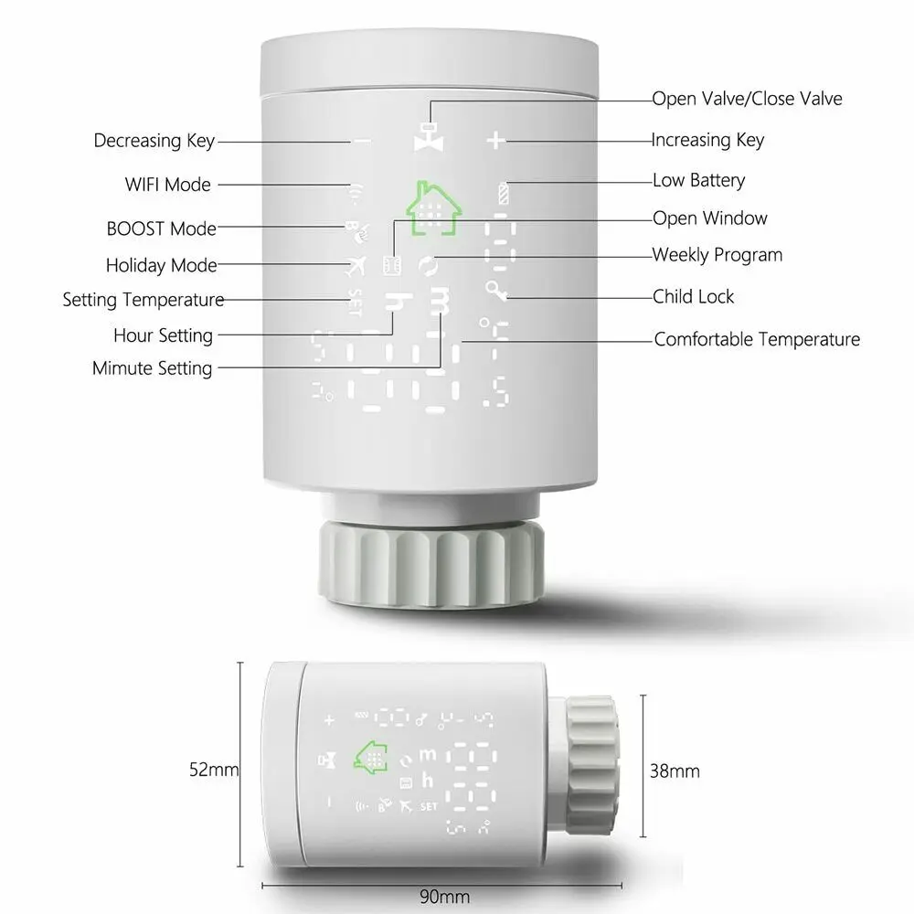 

Tuya Smart ZigBee Radiator Actuator Programmable Thermostat Thermostatic Radiator Valve Temperature Controller Support Alexa