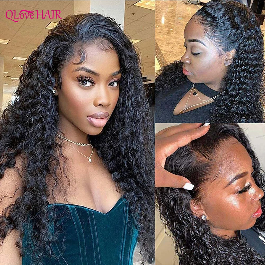 

Qlove Hair Deep Wave Frontal Wig Lace Front Human Hair Wigs For Women Wet And Wavy Human Hair Wig Curly Brazilian Deep Wave Wig