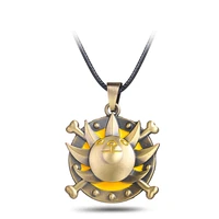 hot anime one piece necklace for men bronze metal thousand sunny logo pendant necklaces women cosplay accessories jewelry