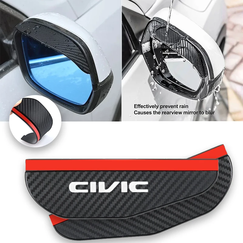 

For Honda Civic 8th 10th gen 2017 2018 2019 Carbon Fiber Car Rearview Mirror Rainproof Eyebrow Rain Protector Cover Accessories