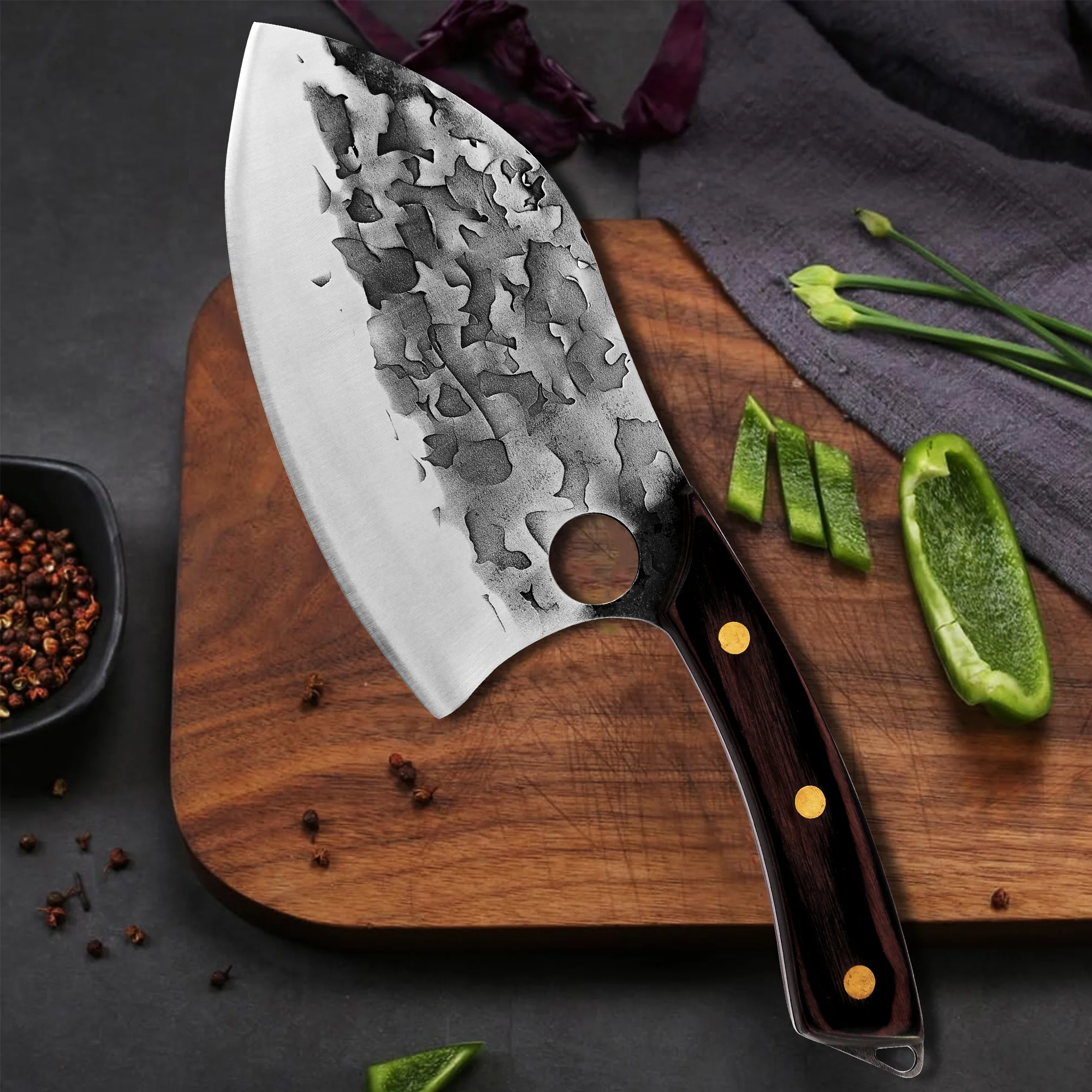 Sowoll 7'' INCH Slaughter Cleaver Knife Chinese Style Full Tang Stainless Steel Chef Kitchen Cooking Gift Box Accessory Tools | Дом и