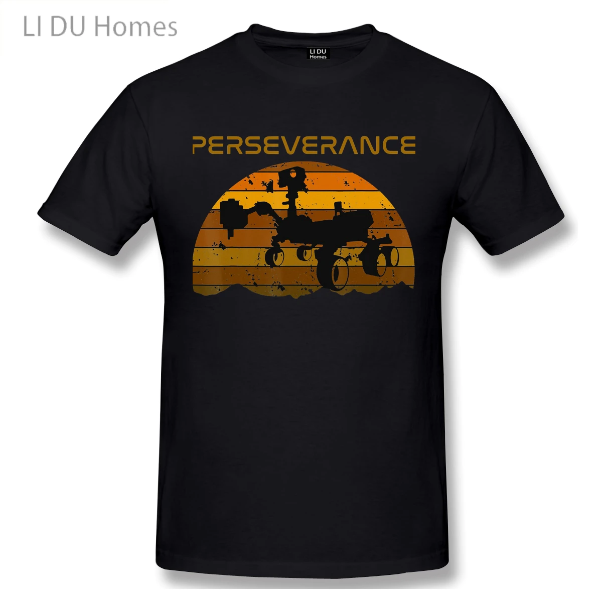 

LIDU Men Mars 2020 Occupy Mars Black T-Shirt Perseverance Mars Rover Vintage Exploration Pure Cotton Tees Harajuku Daily life
