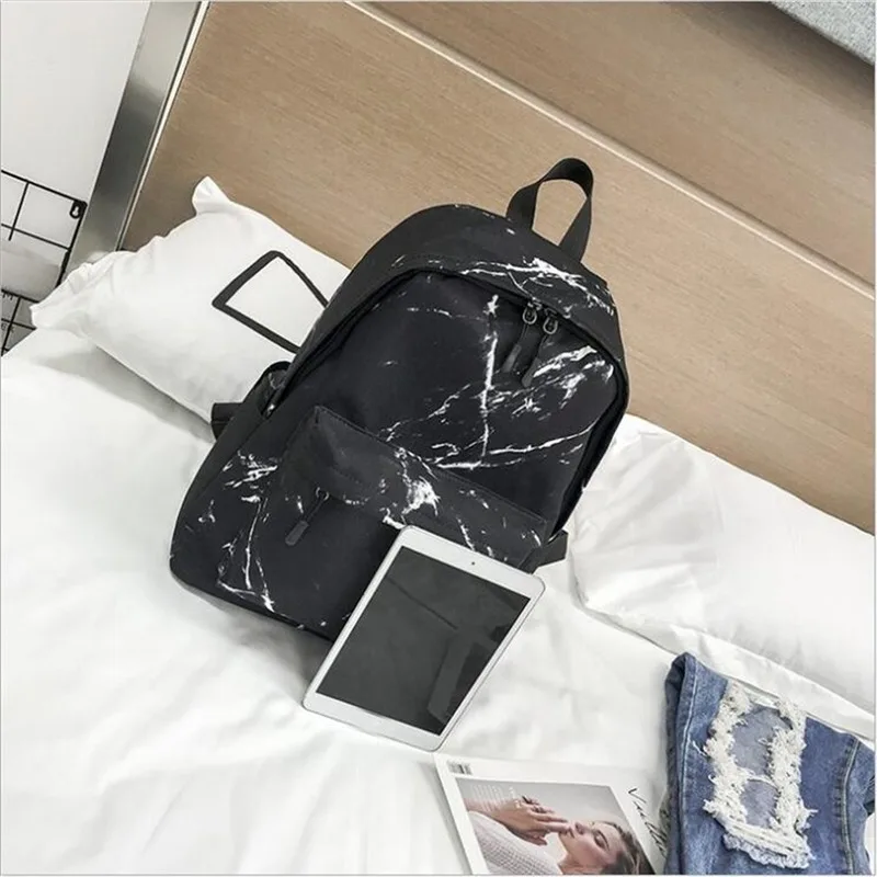 

Fashion Teenager Backpack Boys Girls Marble Stone Print Backpack Rucksack Canvas Shoulder School Backpack Mochila Feminina