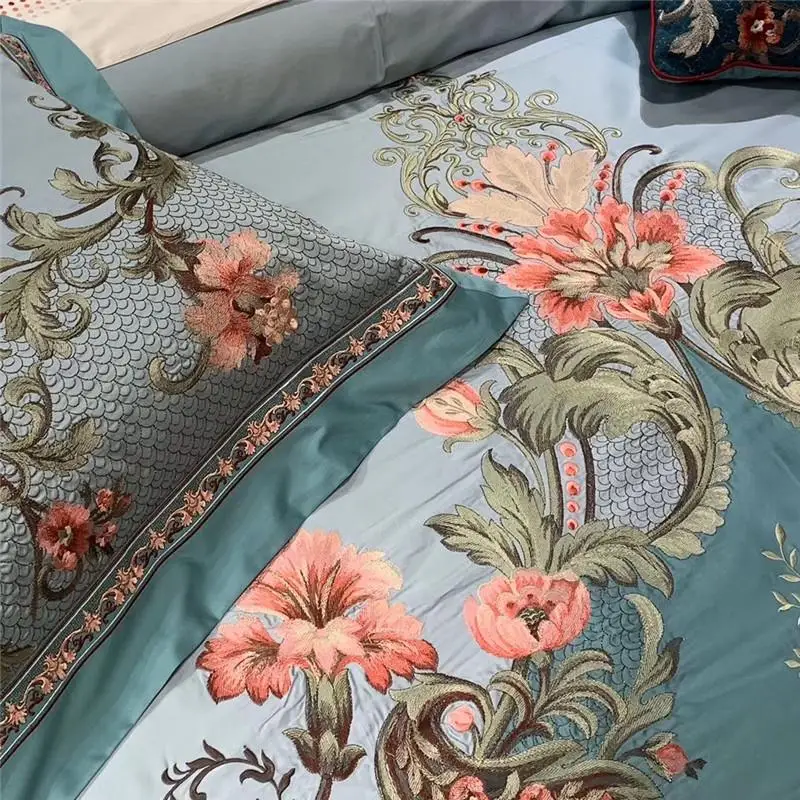 Роскошный зеленый сатиновый Комплект постельного белья 1000TC из египетского