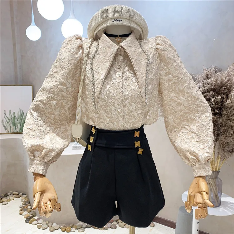 

Женская рубашка с отложным воротником, Свободная Повседневная Блузка с длинным рукавом и принтом, во французском ретро-стиле, P877, Осень-зима...