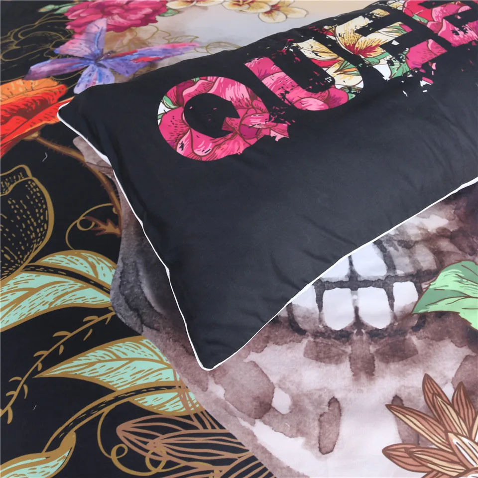 HM Life пододеяльник с наволочками короненный Цветочный Череп Печать король