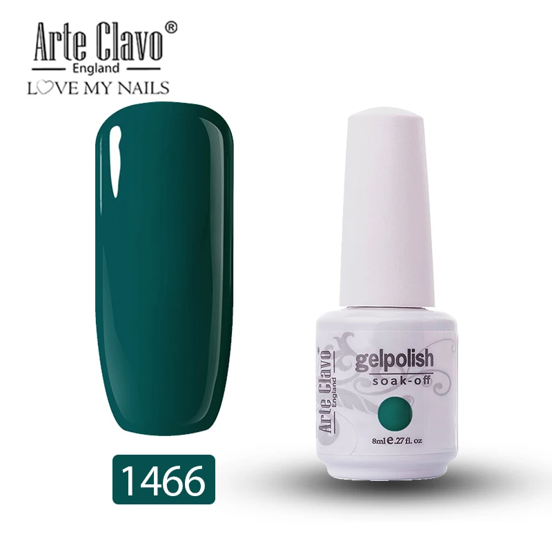 1466 Arte Clavo, 8 мл, зеленый цвет, Гель-лак для ногтей, лак для ногтей, блестящий гель, лак для ногтей, полуперманентный, УФ-Гель-лак, впитывающий - Цвет: 1466