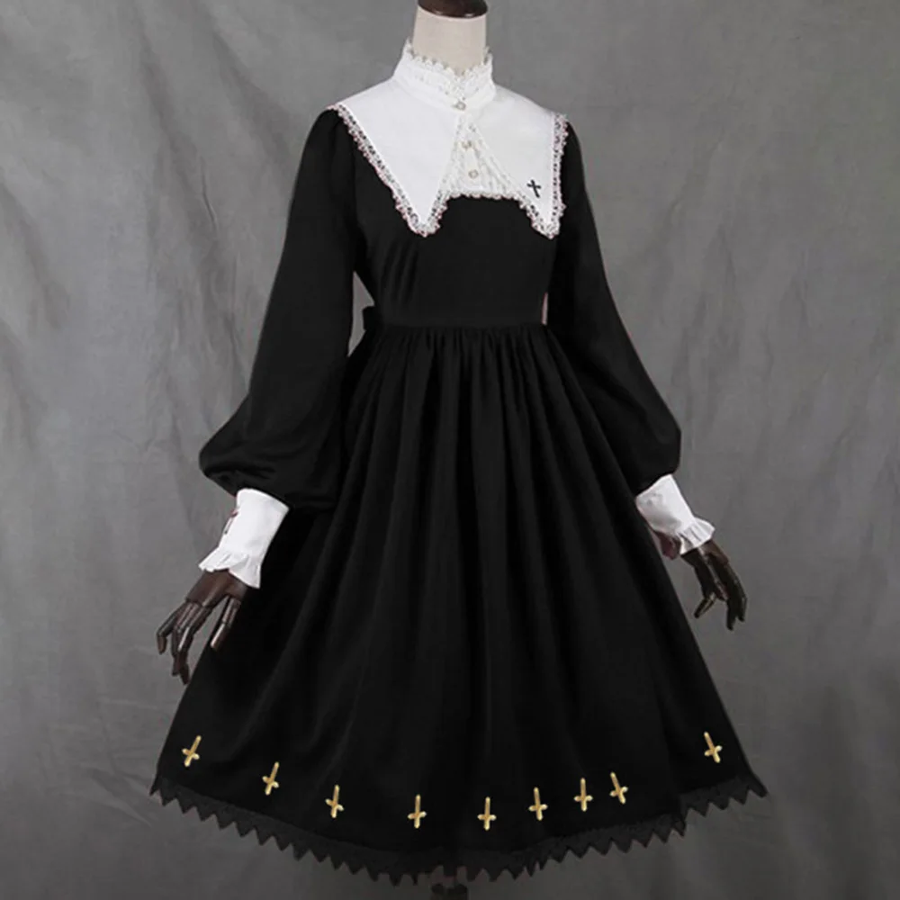 

Rosetic Lolita Style Women Dress Medieval Retro Lace Lantern Sleeve Gothic Dresses Large Size 3XL Big Swing A-line Vestido Girl