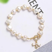 coeufuedy baroque freshwater pearl bracelets for women charm real white pearl bracelet girl gift fashion pearls jewelry